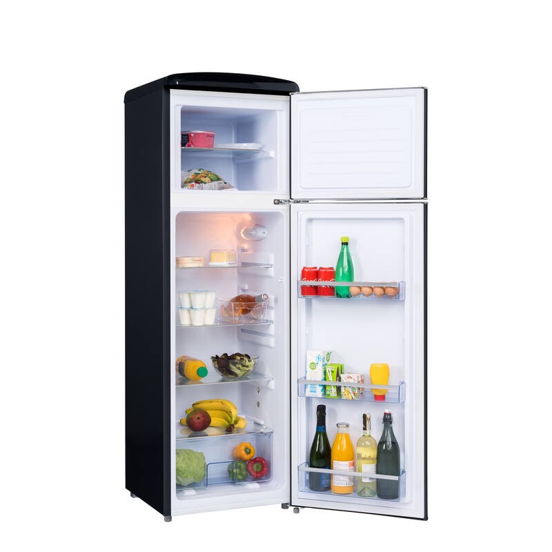 Retro Vintage Schwarzer Kühlschrank 2 Türen RFDP246RNA++ 245L - FrigeluX