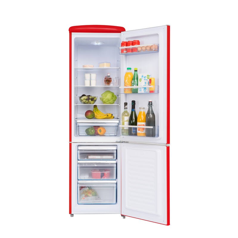 Retro Vintage Red Combinated Refrigerator 244L CB255RRA++ FrigeluX
