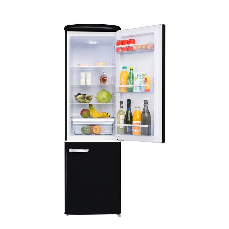 Retro Vintage Schwarzer Kombi-Kühlschrank 244L CB255RNA++ FrigeluX