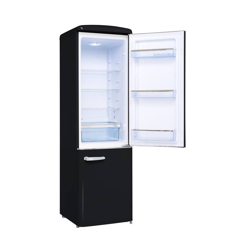 Retro Vintage Schwarzer Kombi-Kühlschrank 244L CB255RNA++ FrigeluX