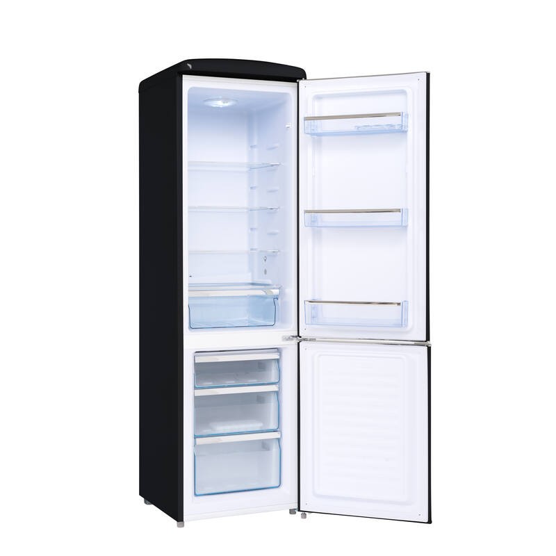 Retro Vintage Schwarzer Kombi-Kühlschrank 244L CB255RNA++ FrigeluX