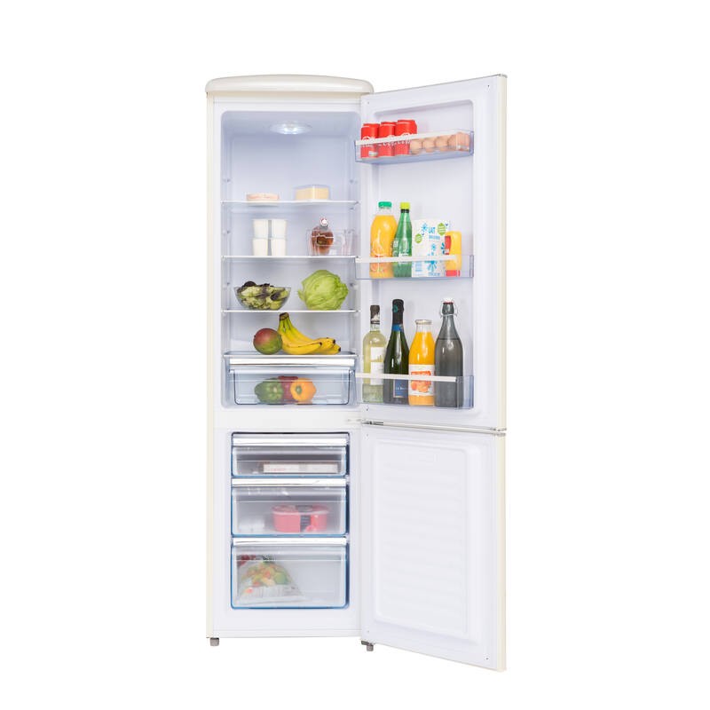 Retro Vintage Kombi-Kühlschrank Creme 244L CB255RCA++ FrigeluX