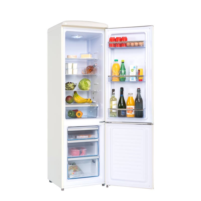 Retro Vintage Kombi-Kühlschrank Creme 244L CB255RCA++ FrigeluX