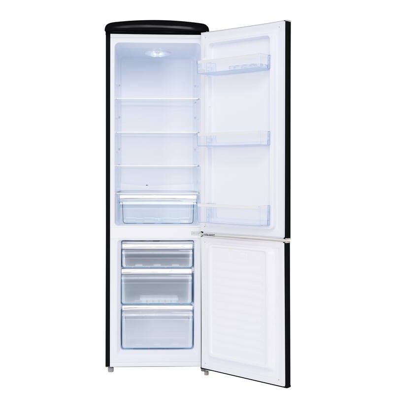 Retro Vintage Schwarzer Kombi-Kühlschrank 244L CB255RNA++ FrigeluX
