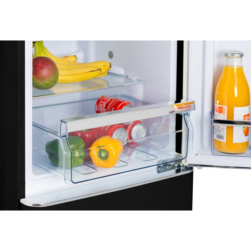 Retro Vintage Schwarzer Kombi-Kühlschrank 244L CB255RNA++ FrigeluX