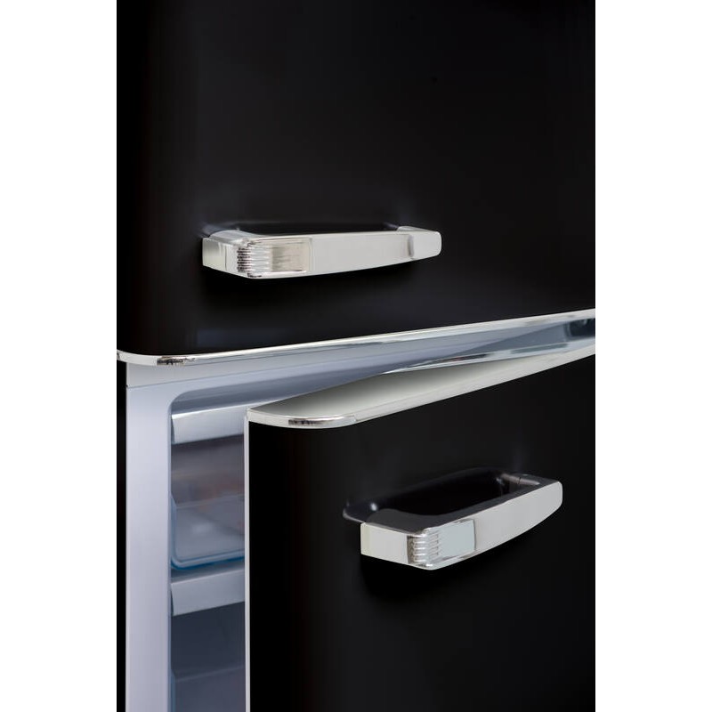 Retro Vintage Schwarzer Kombi-Kühlschrank 244L CB255RNA++ FrigeluX